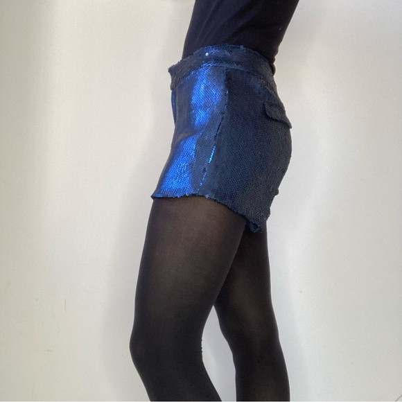 Electric Blue Sequined Shorts - Picture 3 of 5